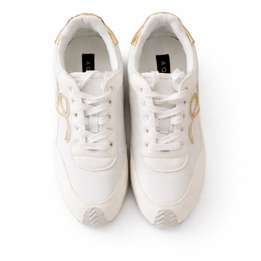 Aqua Women's White and Gold Sneakers - Picture 5 of 5